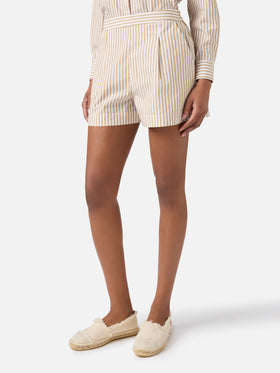 Beige striped Amani cotton shorts