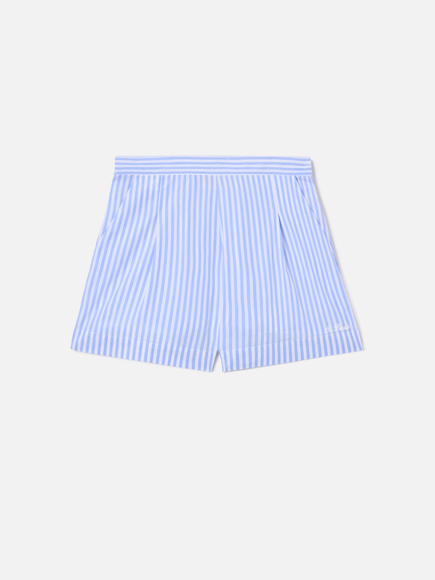 Light blue striped Amani cotton shorts