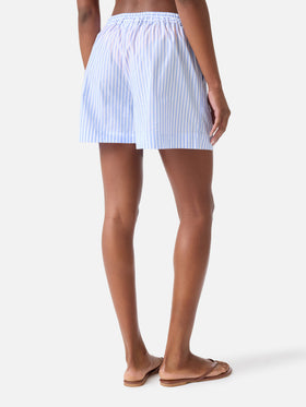 Shorts Amani in cotone a righe azzurre 