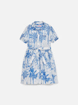 Girl cotton dress Anastasie Jr with toile de jouy print