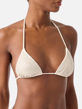 Annabelle Virgo beigefarbener Triangel-Bikini mit Strasssteinen 