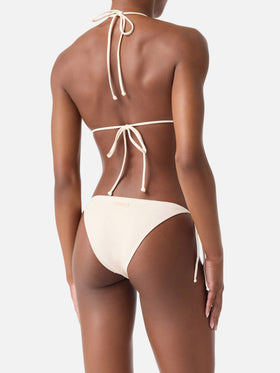 Annabelle Virgo beigefarbener Triangel-Bikini mit Strasssteinen 