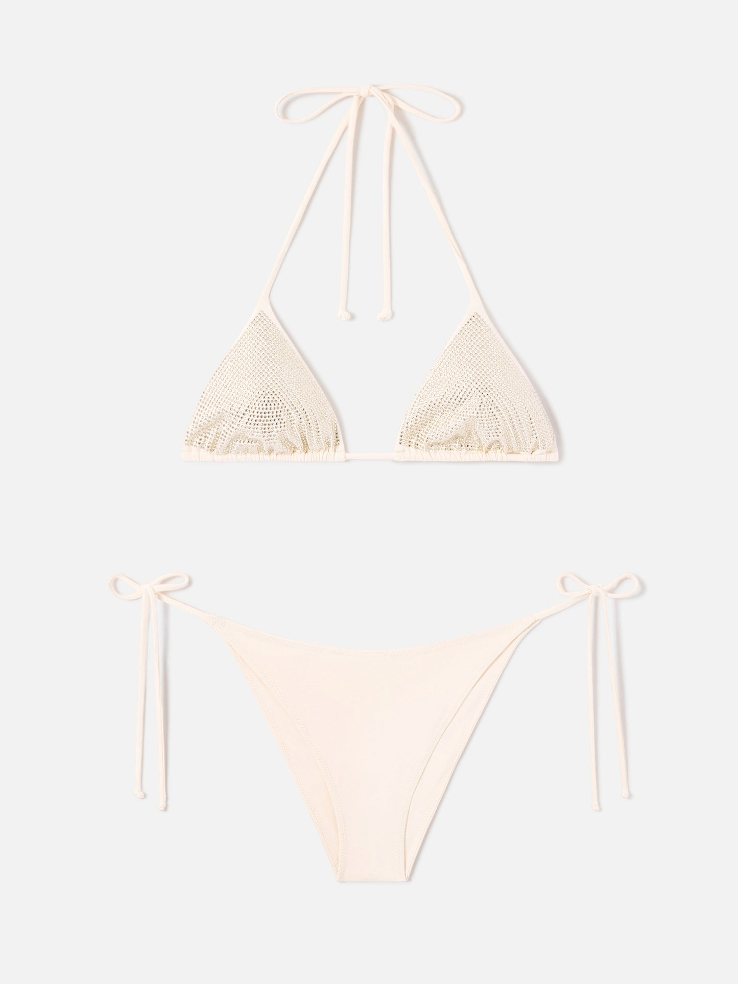 Annabelle Virgo beigefarbener Triangel-Bikini mit Strasssteinen 
