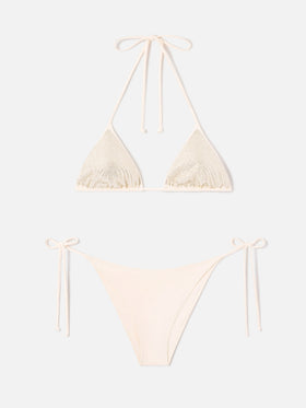 Annabelle Virgo beigefarbener Triangel-Bikini mit Strasssteinen 