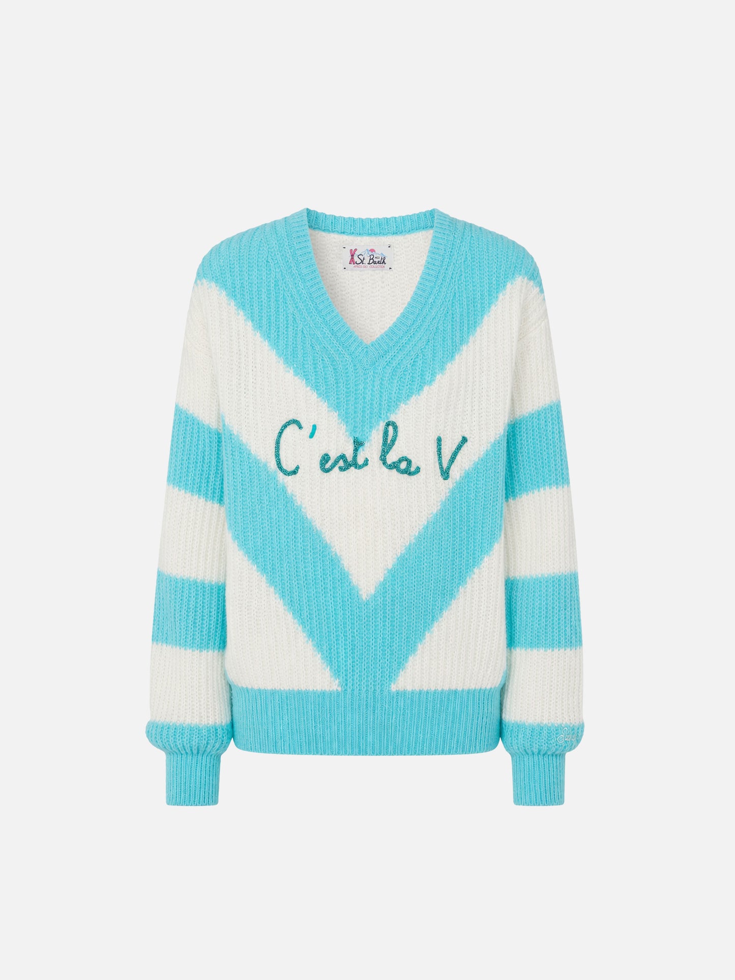 Pull court Annecy Soft avec motif losanges et col en V 