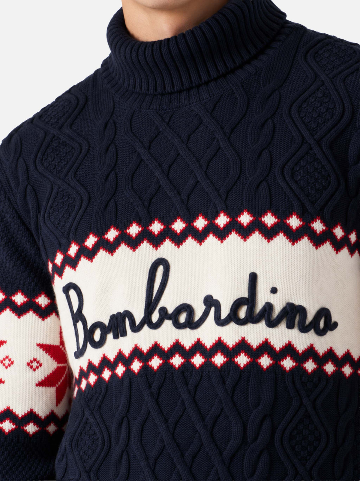 Maglione mezzo collo alto con scritta Bombardino