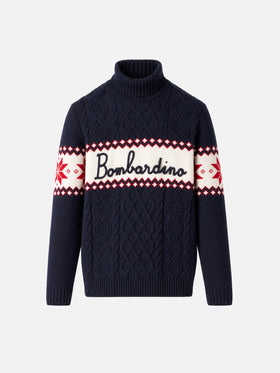 Maglione mezzo collo alto con scritta Bombardino