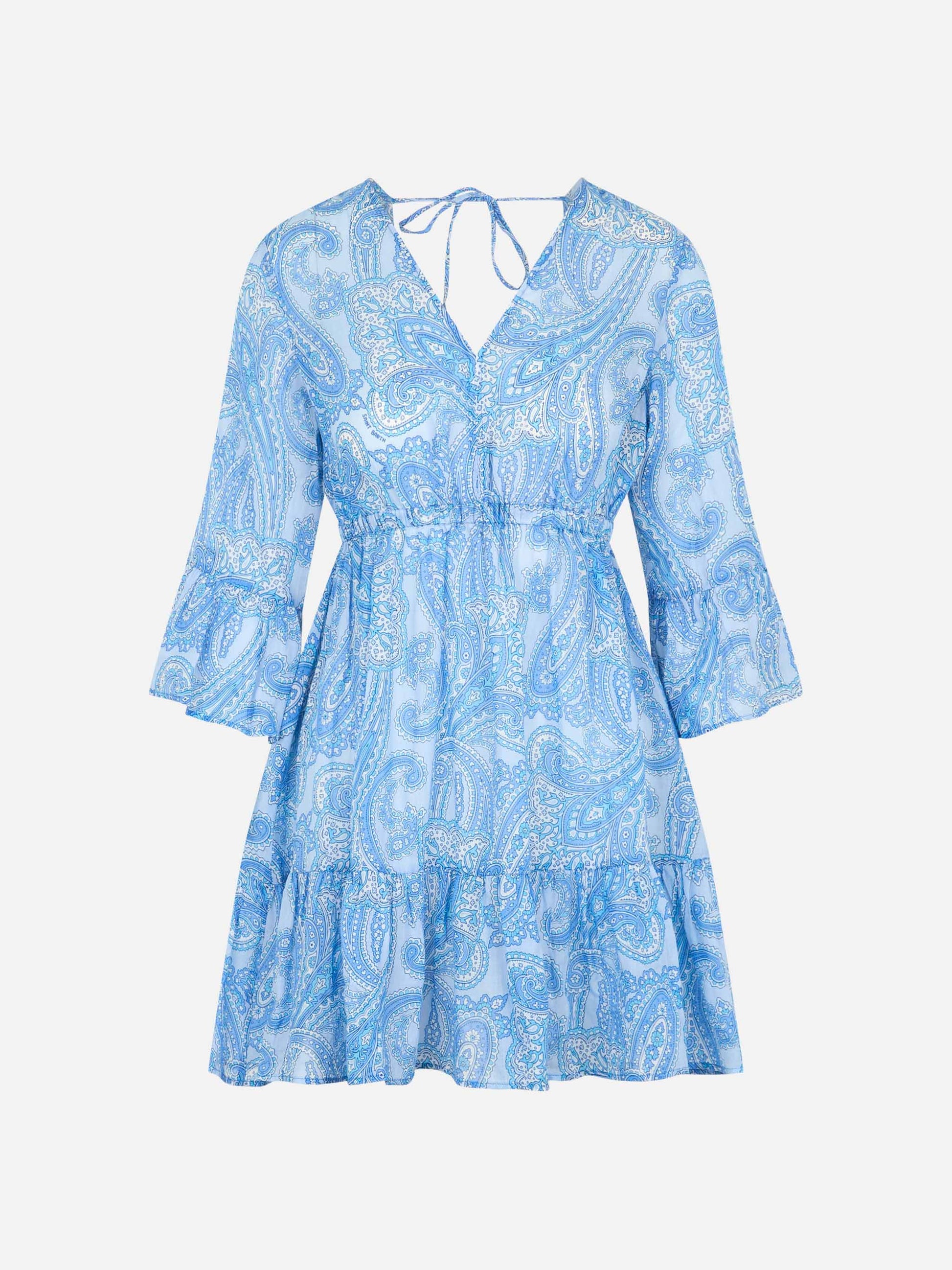 Woman linen paisly short dress April - MC2 Saint Barth