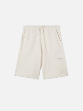 Argo solid cream fleece bermuda shorts with cargo pocket