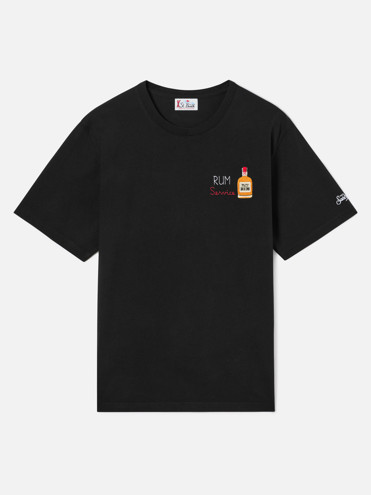 T-shirt Arnott nera in cotone con ricamo Rum Service