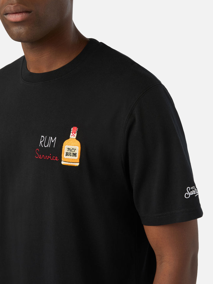T-shirt en coton noir Arnott avec broderie Rum Service 