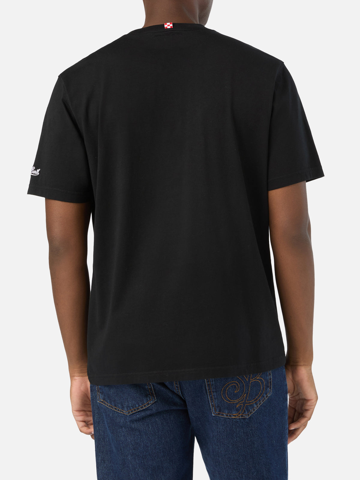 T-shirt Arnott nera in cotone con ricamo Rum Service