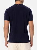 T-shirt da uomo blu navy in cotone pesante Arnott con ricamo St. Barth