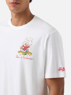 Arnott T-Shirt in Weiß mit Scrooge-McDuck-Print und „Felici e Contanti“-Schriftzug 