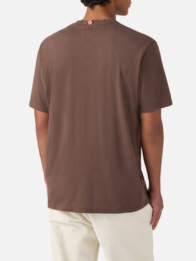 T-shirt Arnott in cotone marrone con ricamo A mari e Monti