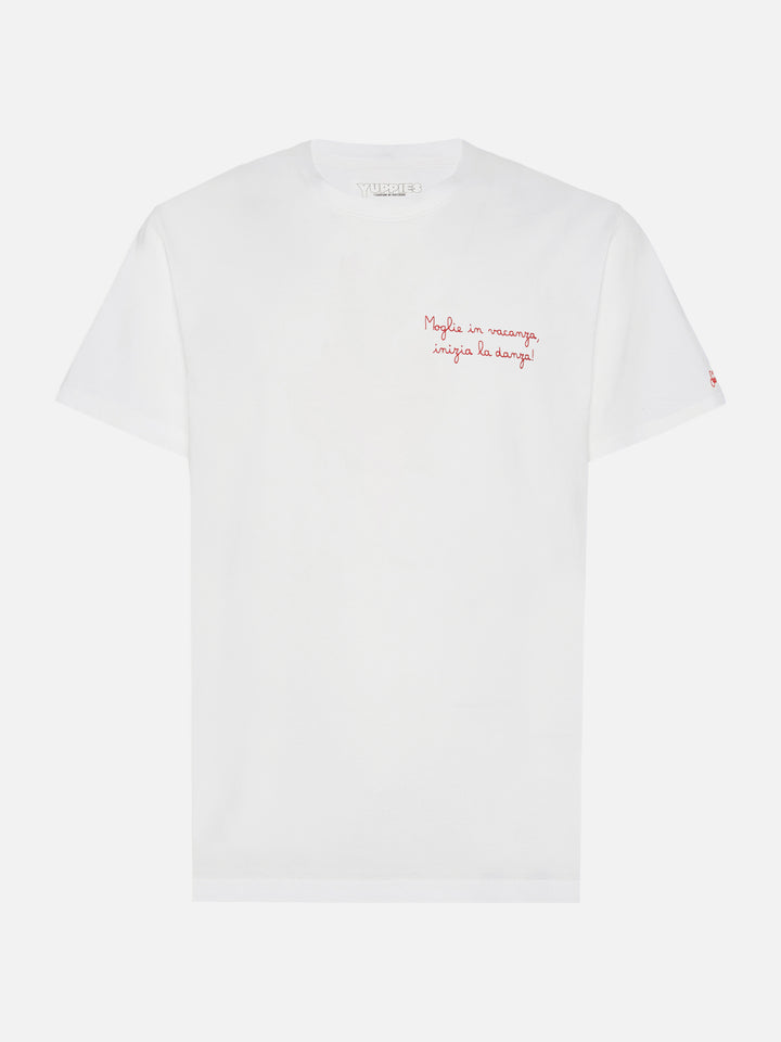 Arnott Baumwoll-T-Shirt mit Stickerei „Moglie in vacanza“ | YUPPIES SPECIAL EDITION