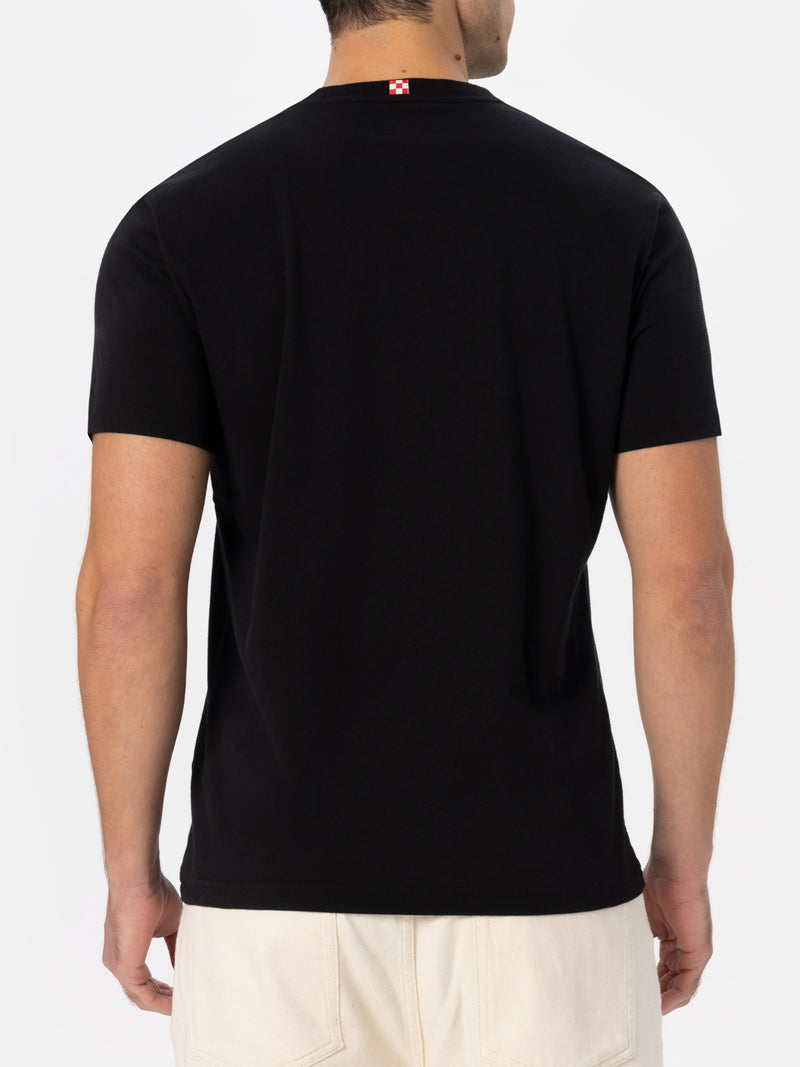 Man black heavy cotton t-shirt Arnott with St. Barth embroidery