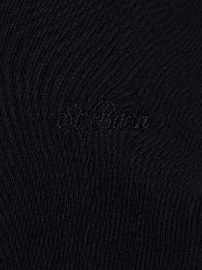 Man black heavy cotton t-shirt Arnott with St. Barth embroidery