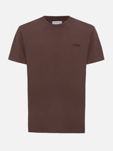 T-shirt da uomo in cotone pesante marrone Arnott con ricamo St. Barth