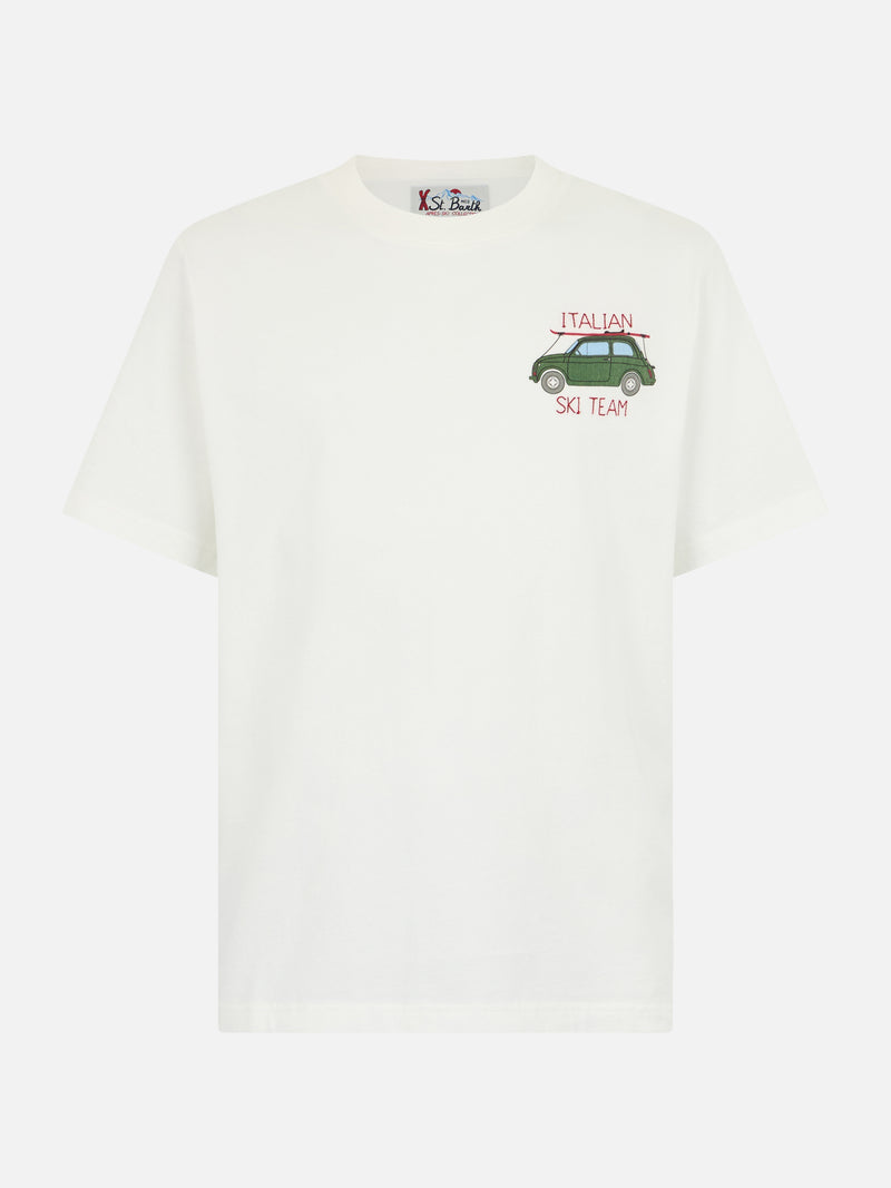 T-shirt da uomo in cotone pesante Arnott con ricamo Italian Ski Team | FIAT 500 SPECIAL EDITION