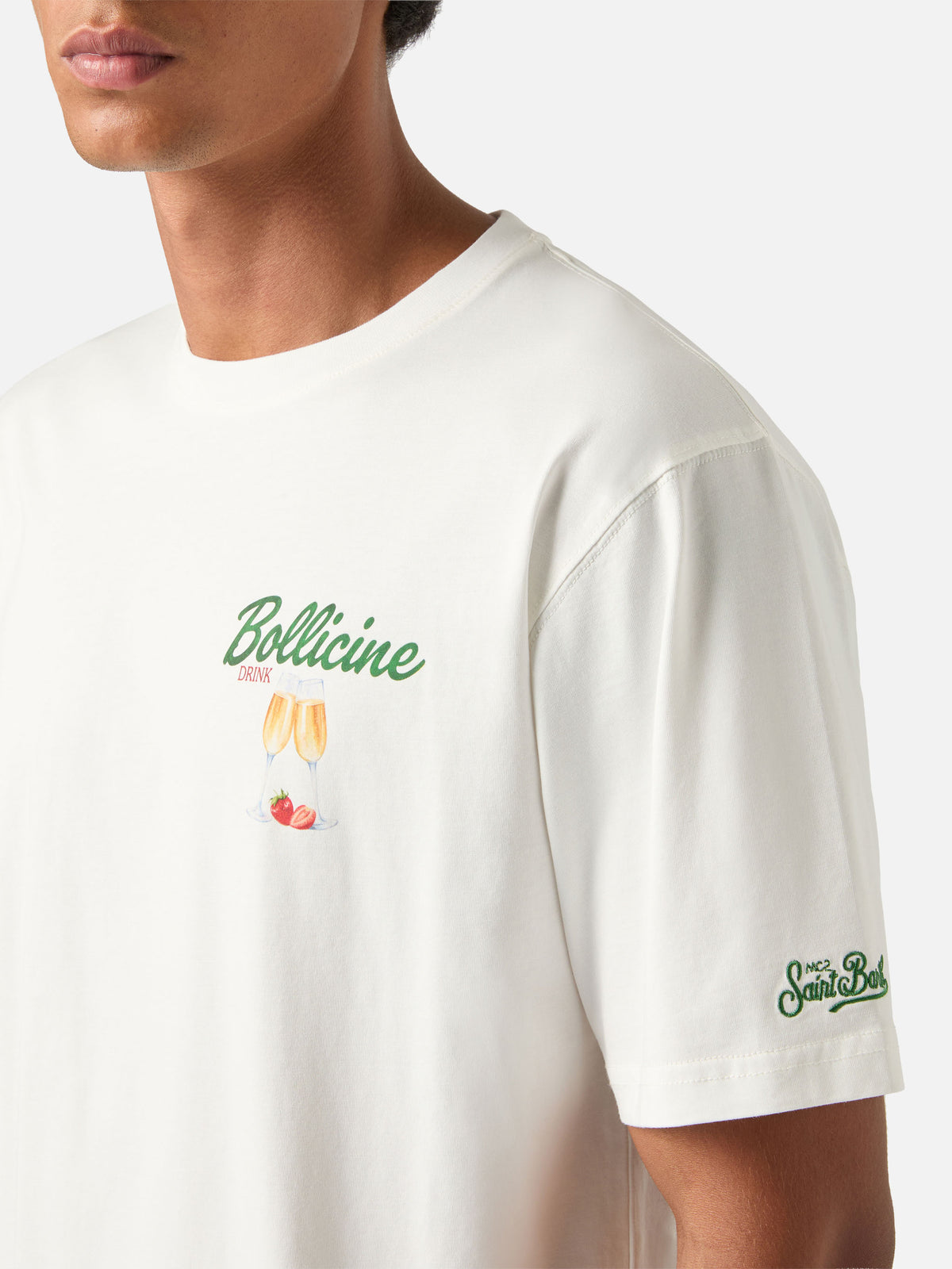 T-shirt Arnott off white in cotone con stampa Bollicine