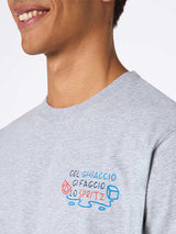 Herren-T-Shirt Arnott aus schwerer Baumwolle mit Stickerei „Col ghiaccio ci faccio lo Spritz“ | INSULTI LUMINOSI SPECIAL EDITION