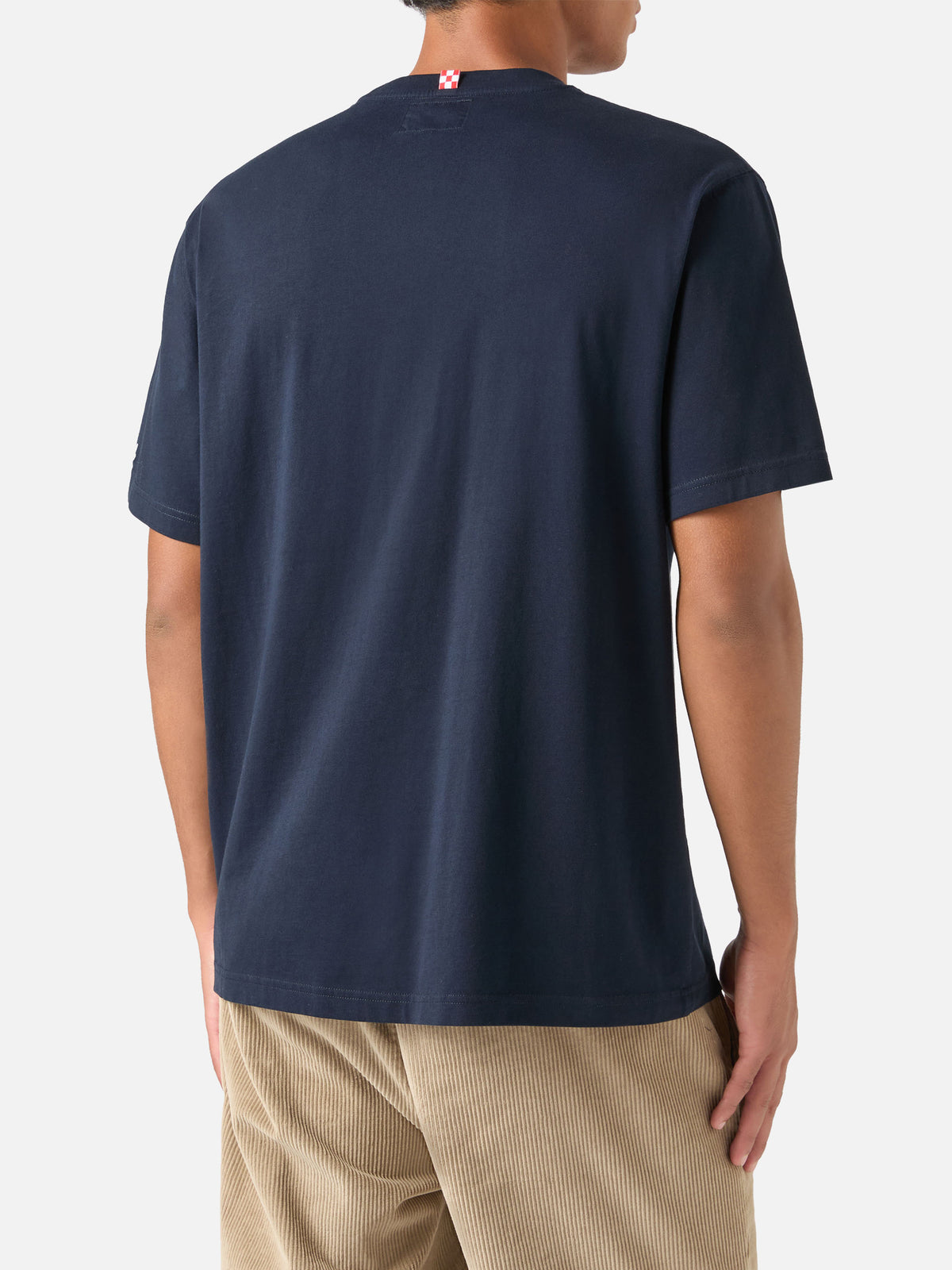 Camiseta de algodón Navy blue Arnott con bordado de perro de caza 