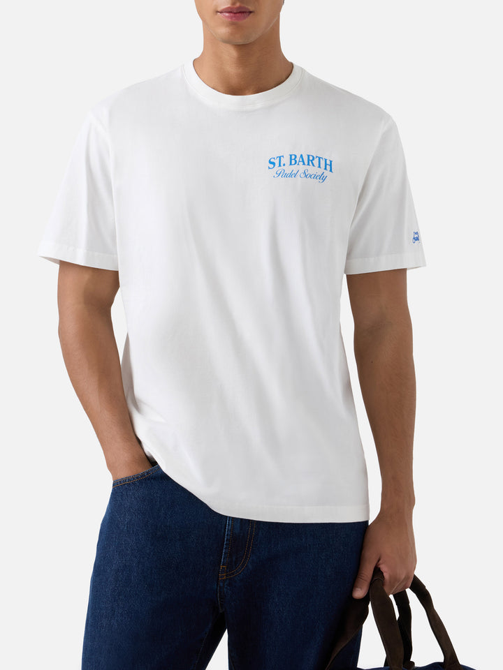 Arnott T-Shirt in Weiß mit St. Barth Padel Society-Print 