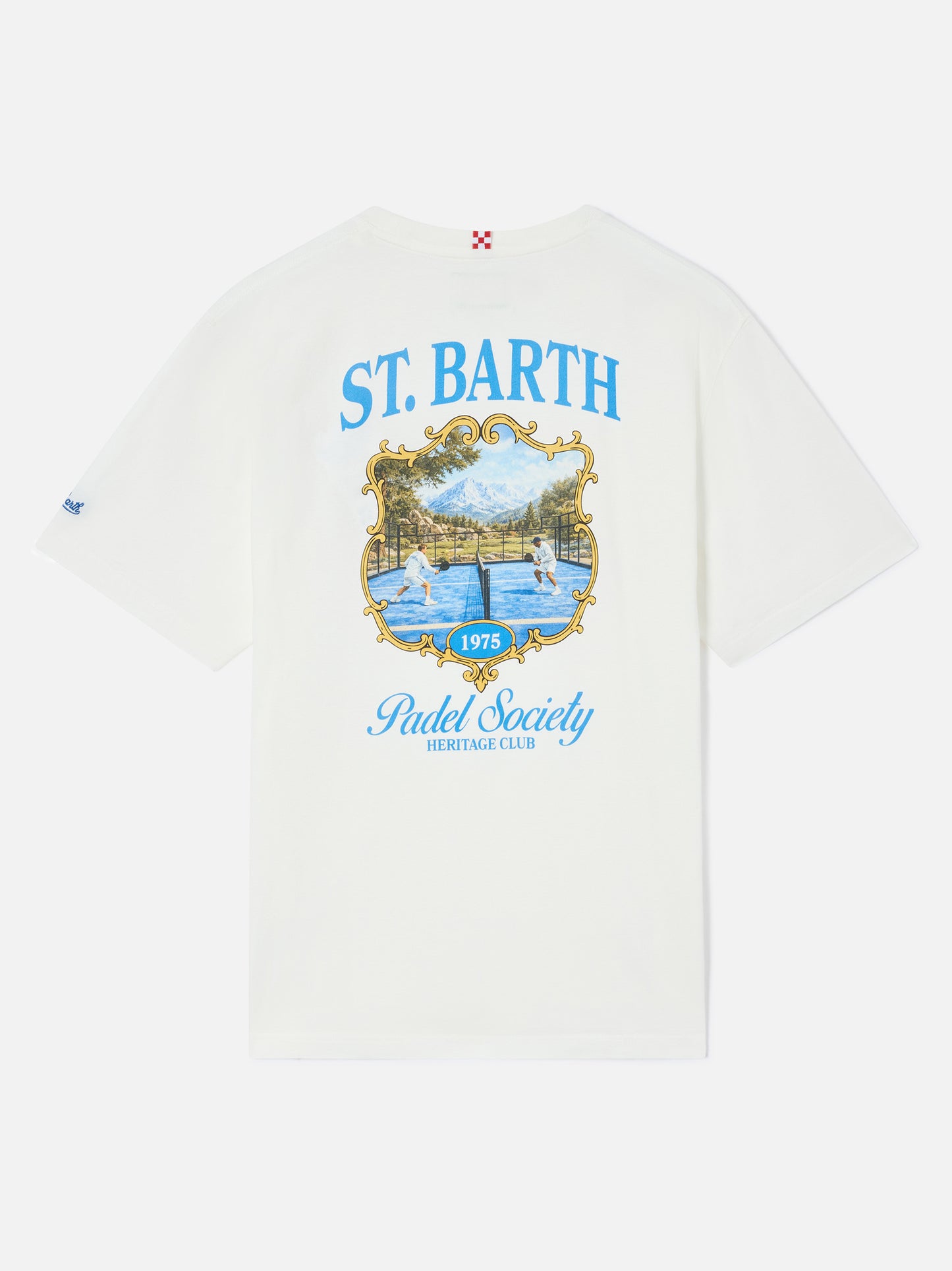 Camiseta Arnott en blanco con estampado St. Barth Padel Society 