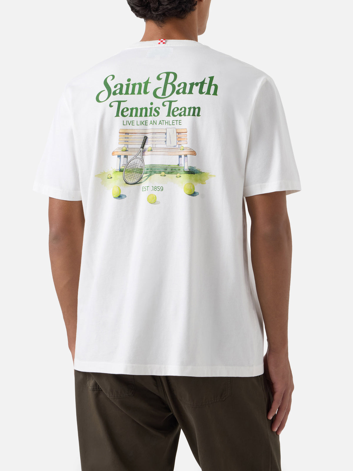 T-shirt Arnott off white in cotone organico con stampa Tennis Team