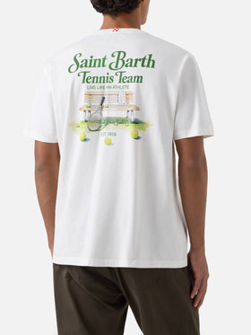 T-shirt Arnott off white in cotone organico con stampa Tennis Team