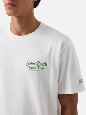 T-shirt Arnott off white in cotone organico con stampa Tennis Team