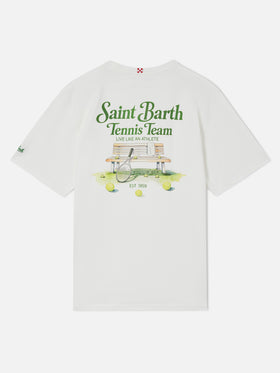 T-shirt Arnott off white in cotone organico con stampa Tennis Team