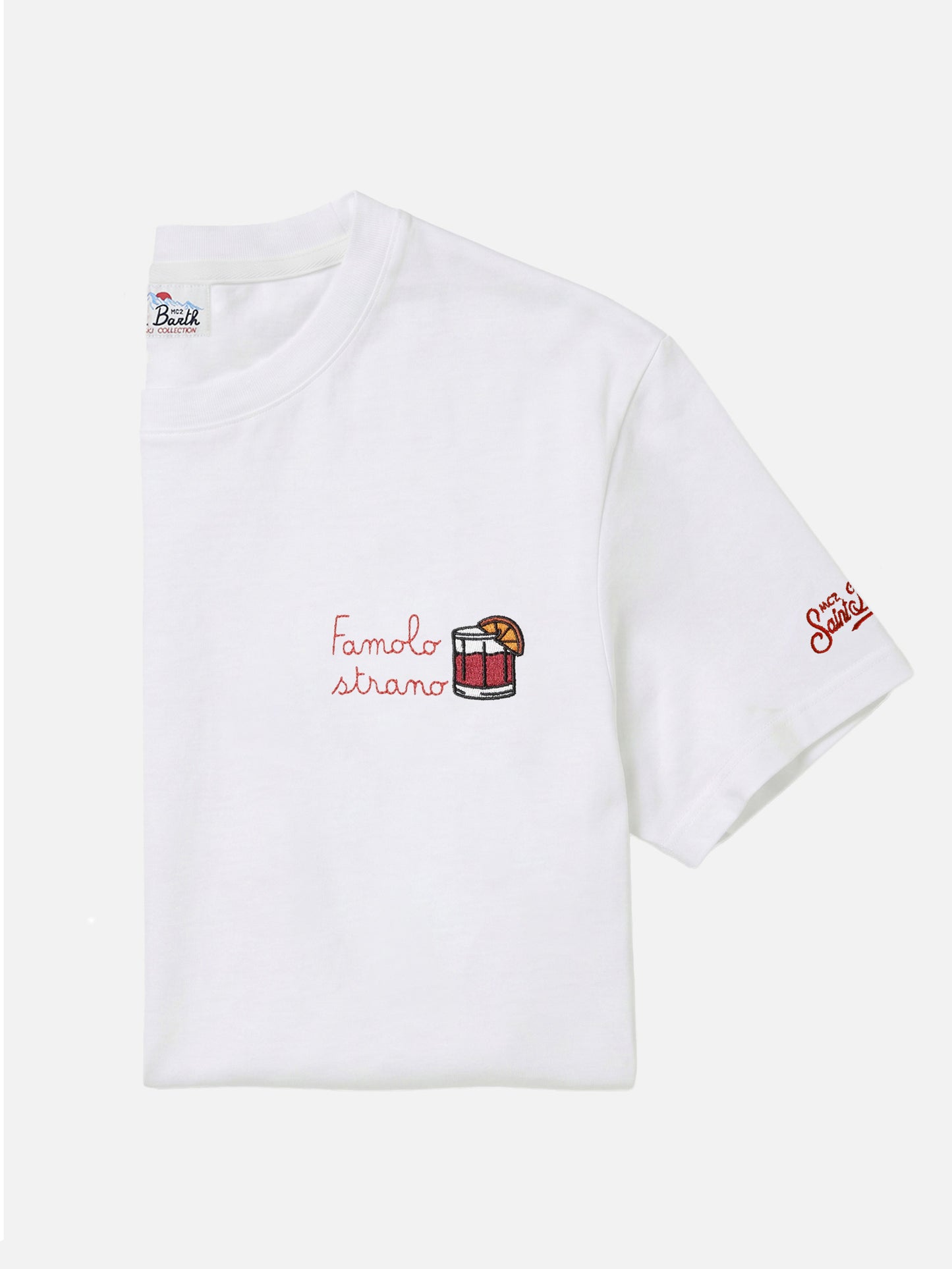 T-shirt Arnott in cotone bianco con ricamo Famolo Strano