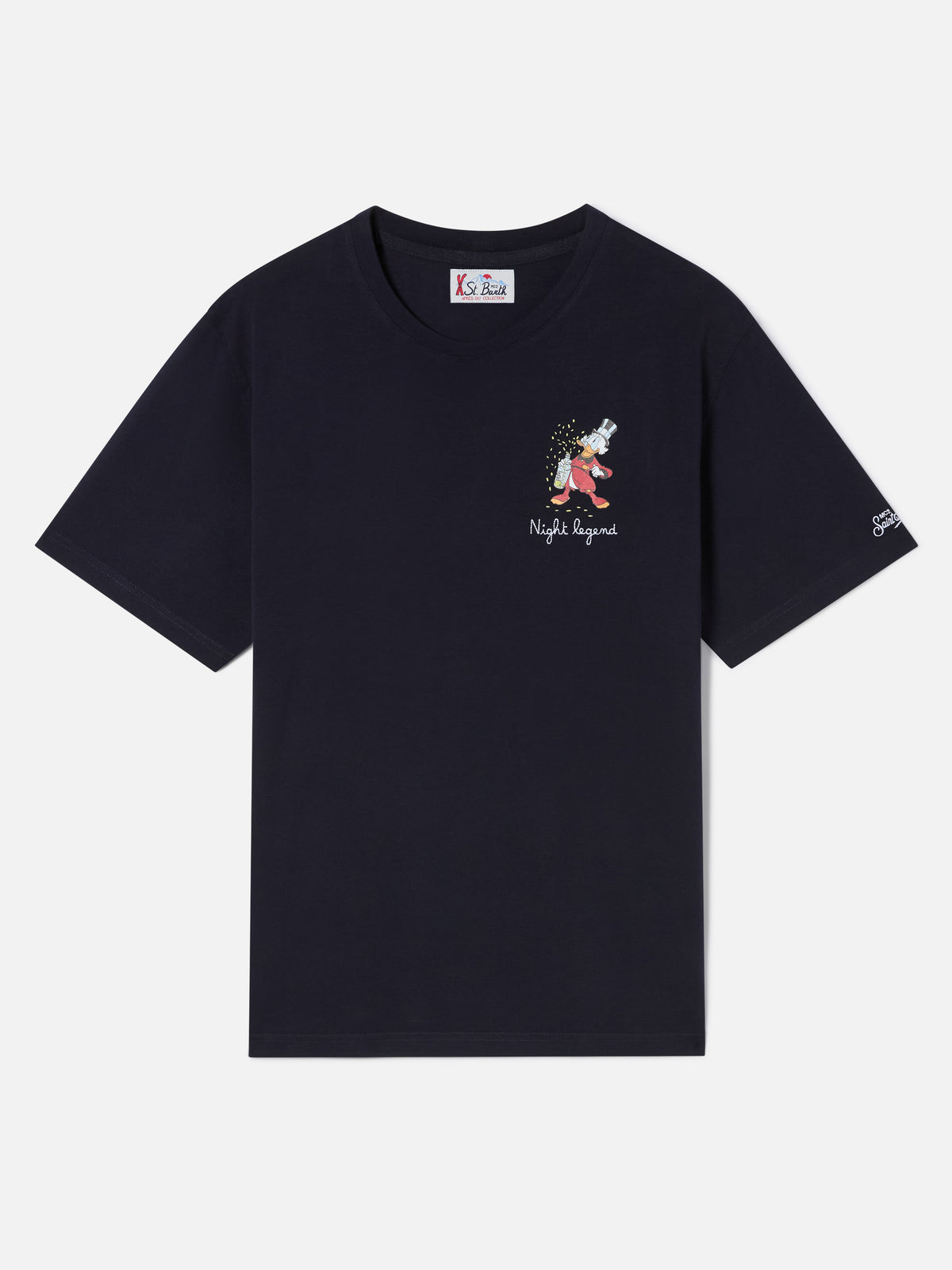 Marineblaues T-Shirt aus Bio-Baumwolle blue Arnott mit Night Pigiama-Stickerei | Special edition 