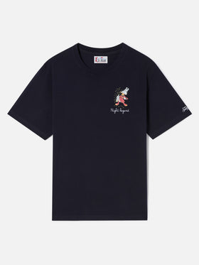 Marineblaues T-Shirt aus Bio-Baumwolle blue Arnott mit Night Pigiama-Stickerei | Special edition 