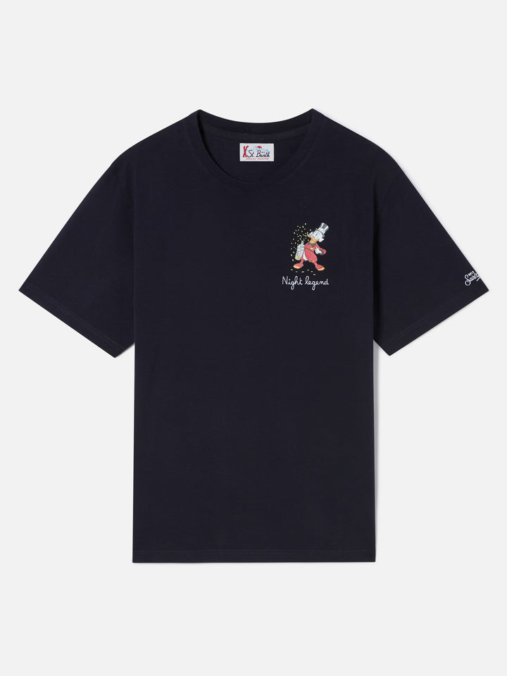 T-shirt Arnott blu navy in cotone organico con ricamo Night Pigiama | Special edition