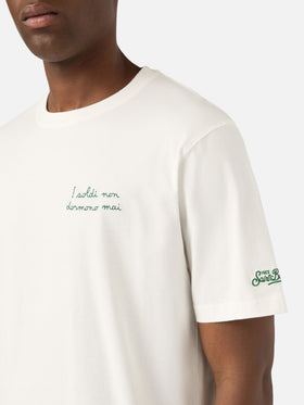 T-shirt en coton off white Arnott avec broderie I Soldi Non Dormono Mai | Special edition 