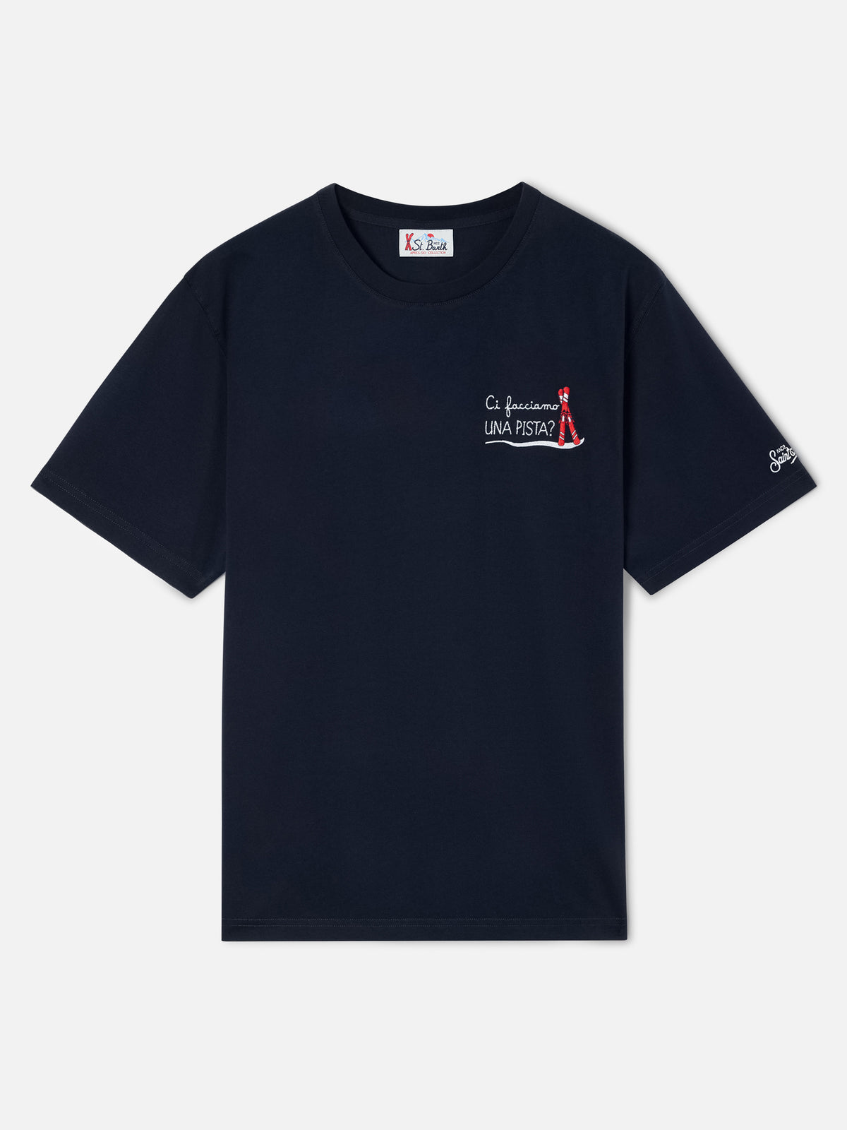 Camiseta de algodón azul marino blue Arnott con bordado Ci Facciamo Una Pista 