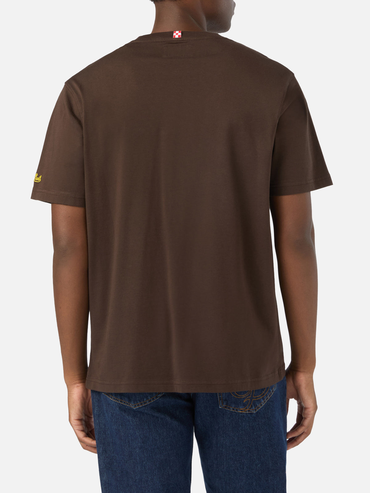 T-shirt Arnott marrone in cotone con ricamo Gin Tonic Please