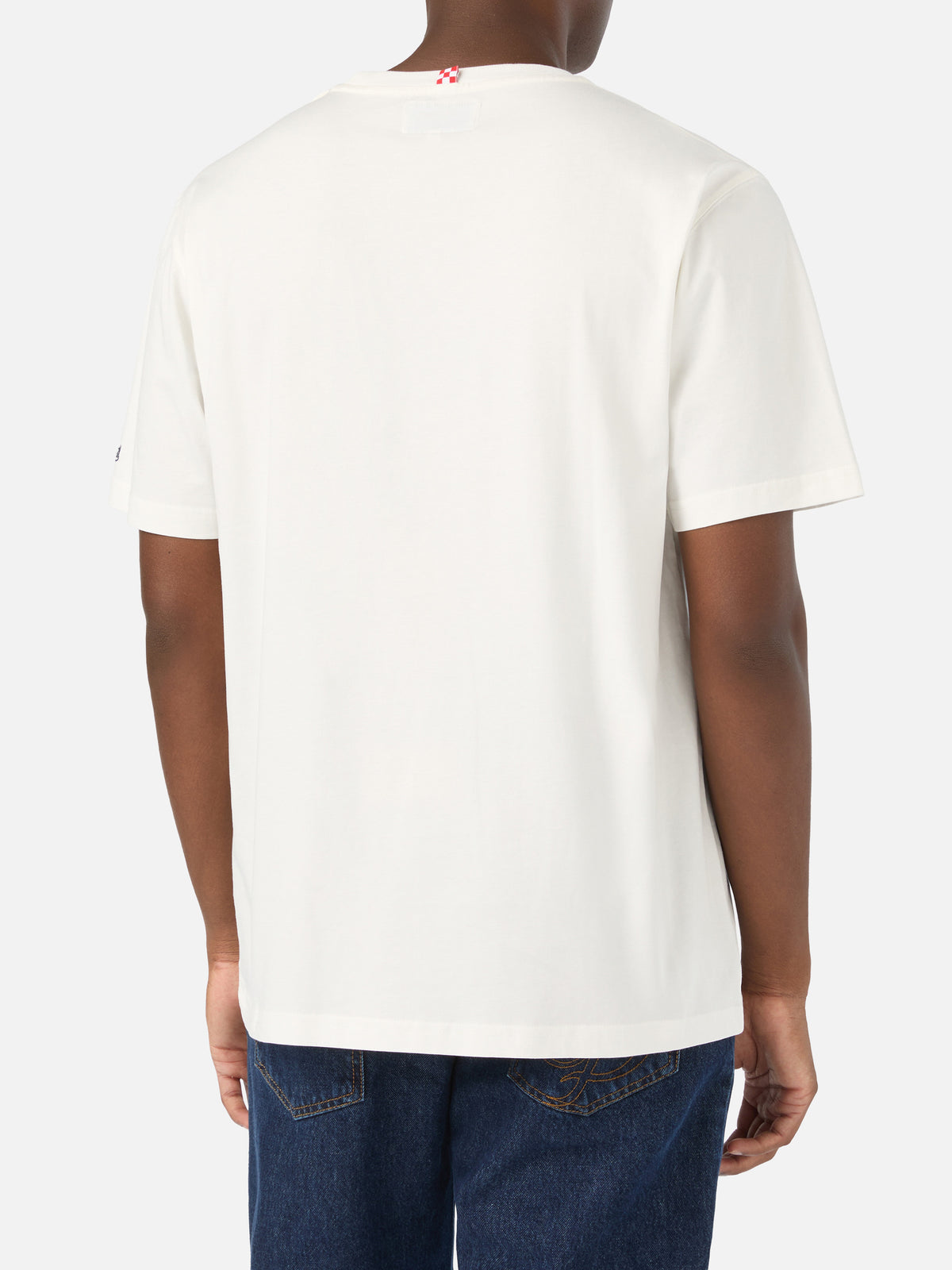 Off white T-Shirt aus Arnott Baumwolle mit Grand Slam-Stickerei 