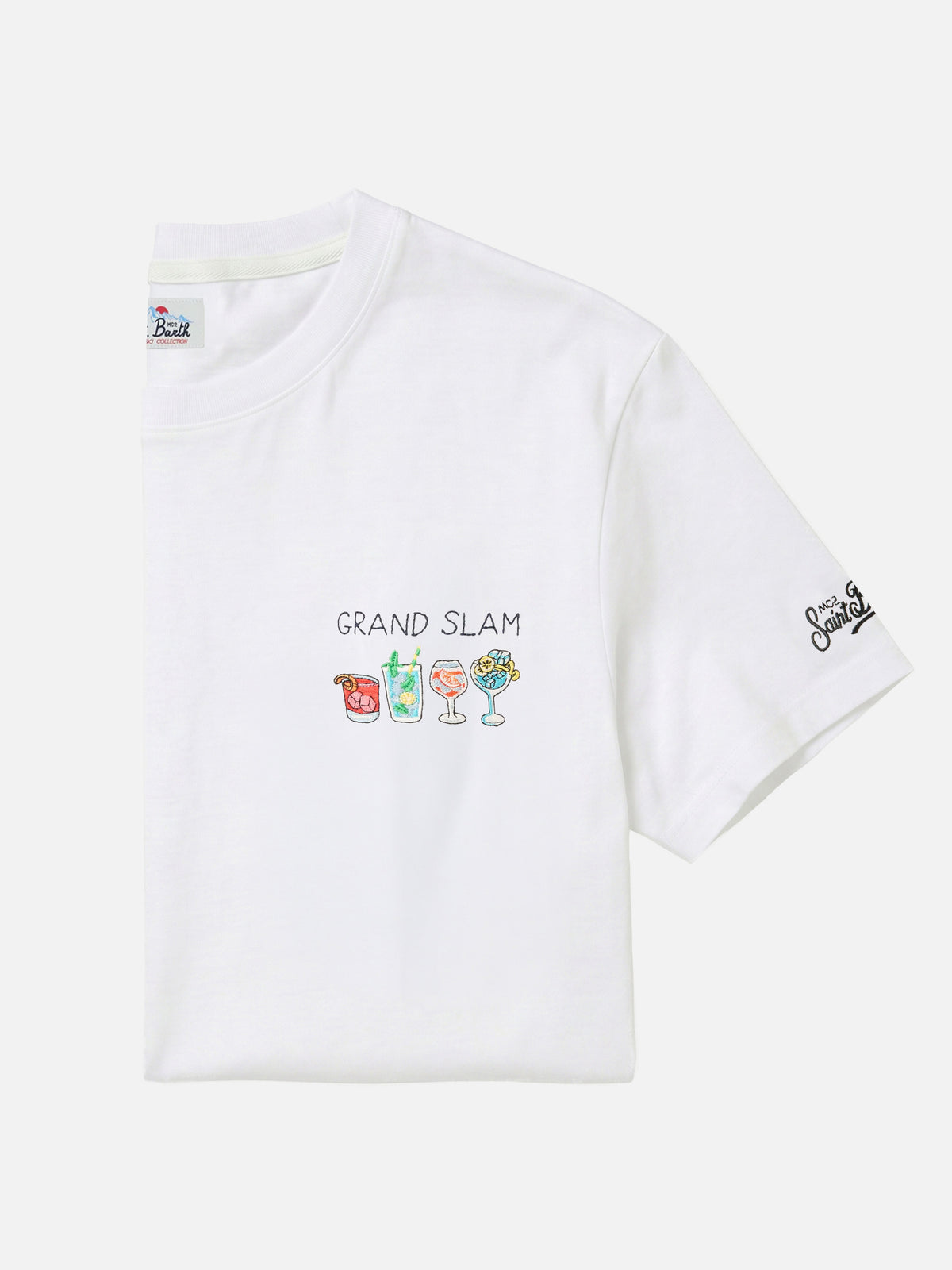 Off white T-Shirt aus Arnott Baumwolle mit Grand Slam-Stickerei 