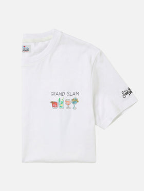 Off white T-Shirt aus Arnott Baumwolle mit Grand Slam-Stickerei 