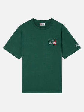 Green Arnott cotton t-shirt with Invecchio Bene embroidery