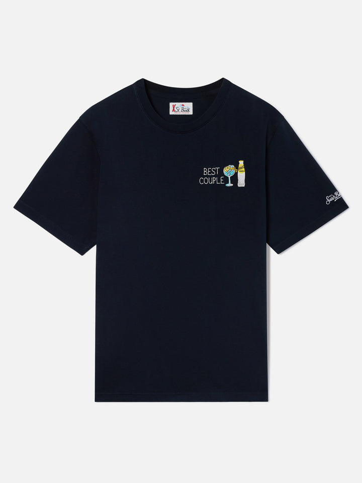 T-shirt en coton blue Arnott avec broderie I Only Need Gin | Special edition 