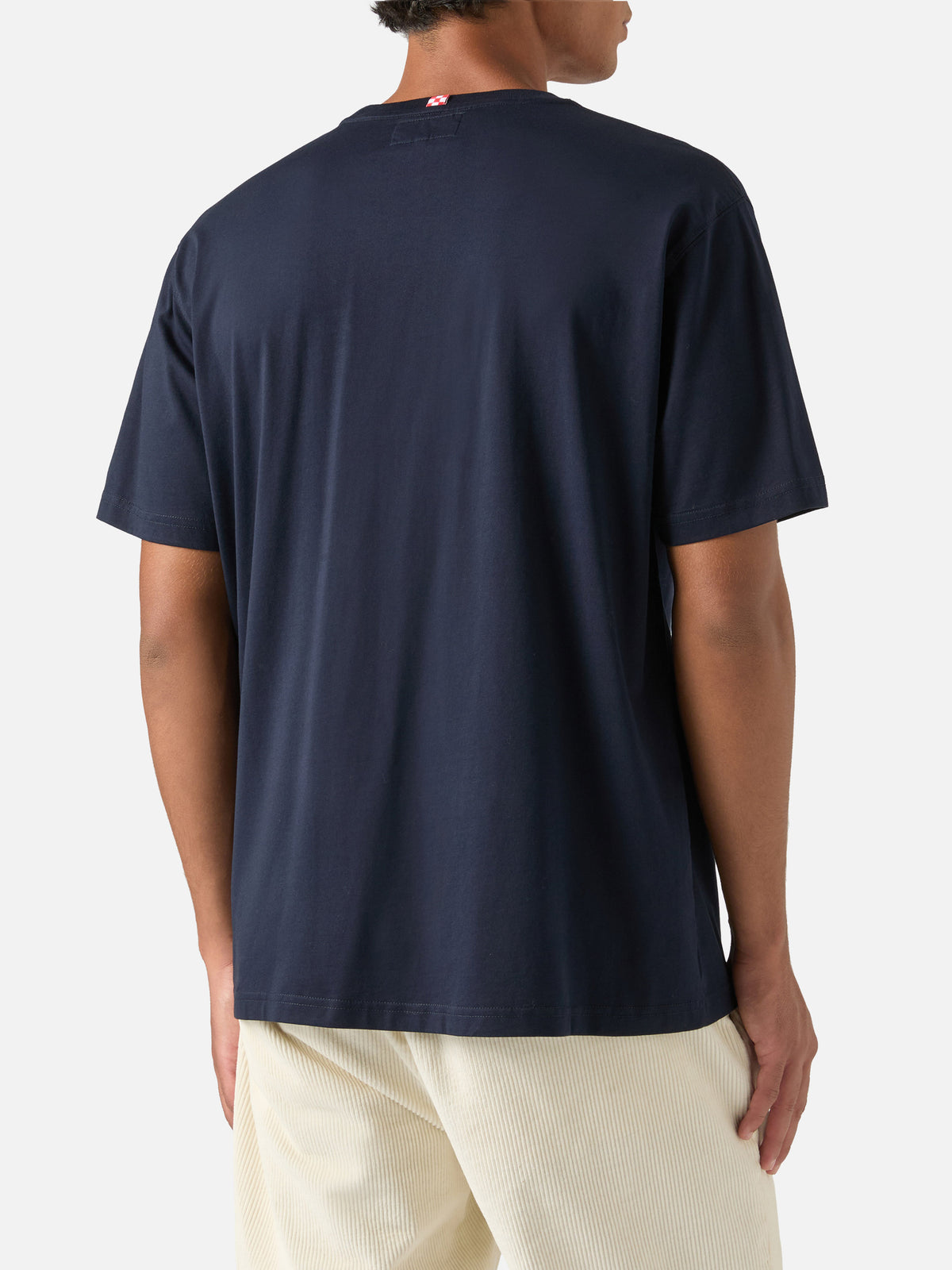 Marineblaues T-Shirt aus blue Arnott Baumwolle mit It's Spritz O'Clock-Stickerei 