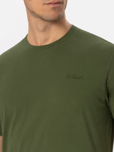 T-shirt da uomo verde militare Arnott con ricamo St. Barth