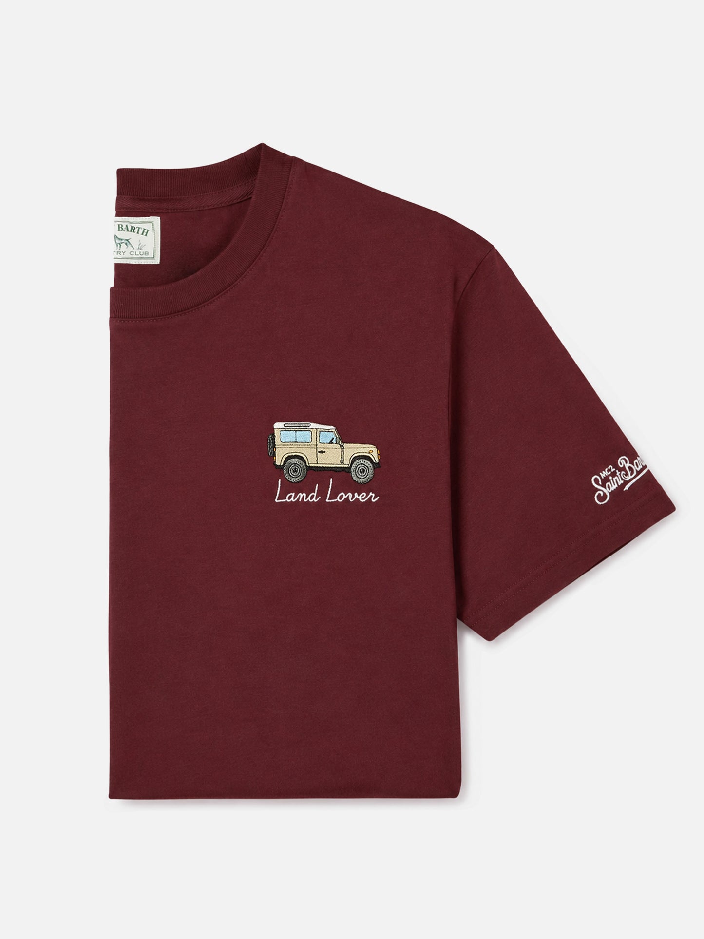 Arnott Warmes T-Shirt in Burgunderrot mit Land Lover-Stickerei 