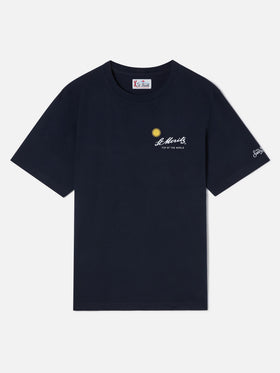 Navy blue Arnott T-shirt chaud en coton avec imprimé St. Moritz au dos | Special edition 