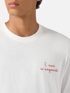 T-shirt Arnott Warm in cotone invernale bianco con ricamo E nun m'angoscià | VACANZE DI NATALE SPECIAL EDITION